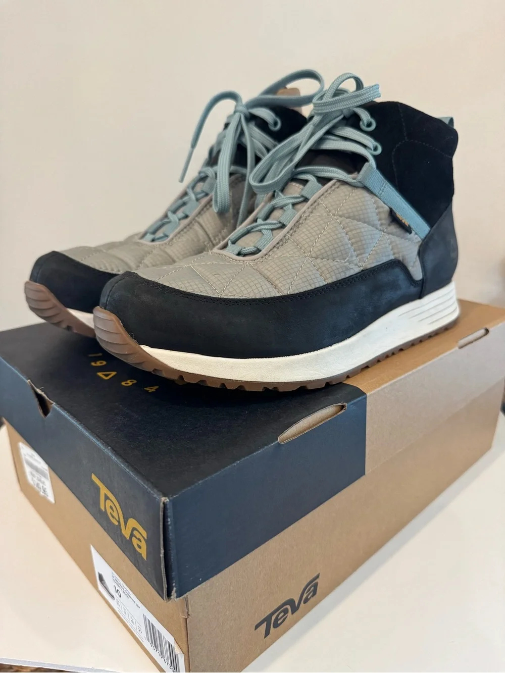 Teva Ember Commute Women's Black, Gray and Light Blue Quilted Mid-Top Boot